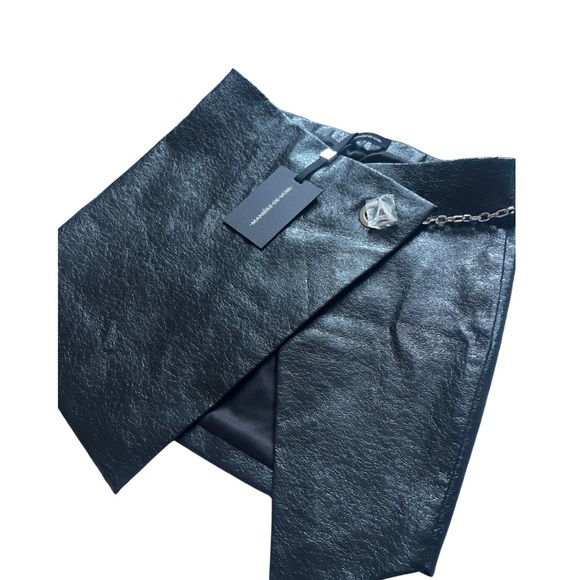 Manière de Voir Black Wrap Skirt w/ Silver Chain Belt | Size US 8, NWT - Picture 3 of 10